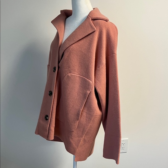 Allie Rose Stylish Pink Button-Up Knit Coat L - Picture 2 of 4